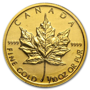 Maple Leaf Goud 1/10 Ounce | Muntzijde | goud999