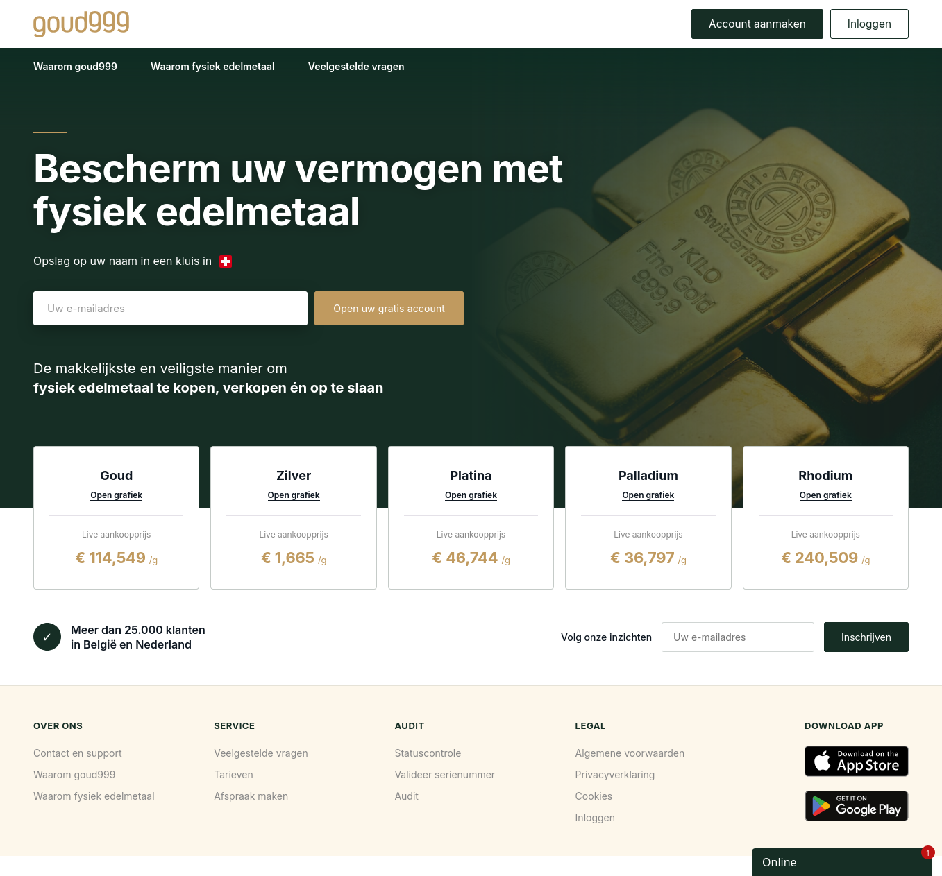 Screenshot goud999 handelsplatform